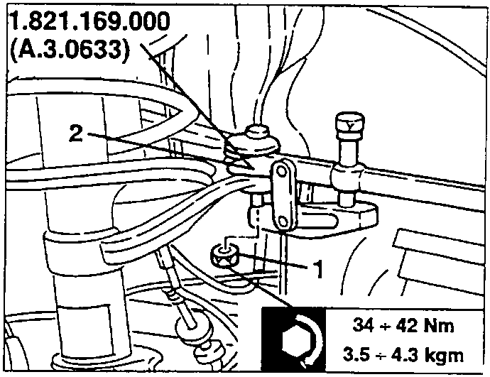 Steering knuckle disconnected from shock absorber with torque specification