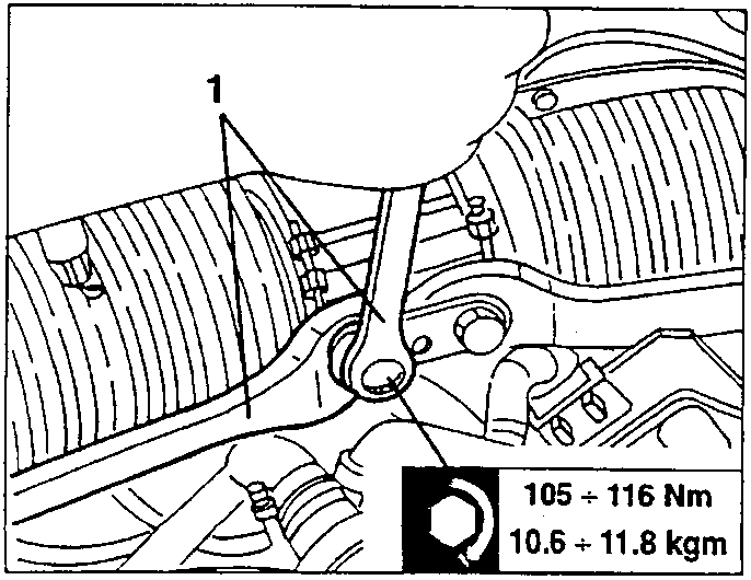 Track rod disconnected from power steering box with torque specification