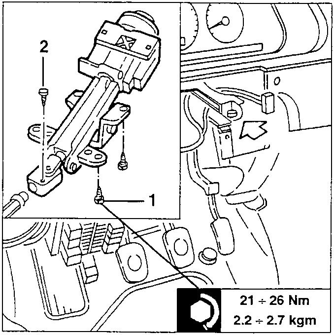 Steering column with screws and torque specification