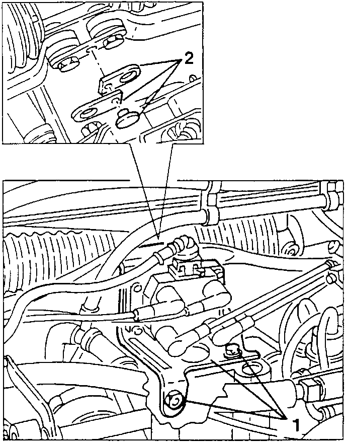 Diagram showing ignition coil support bracket and safety catches