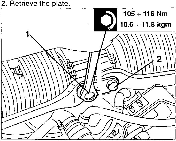 Diagram showing power steering linkage and plate