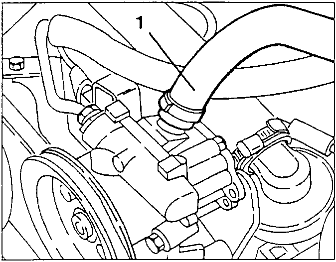 Power steering pump with hoses connected