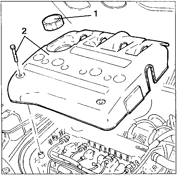 Power steering reservoir with oil filler cap and tappet cover