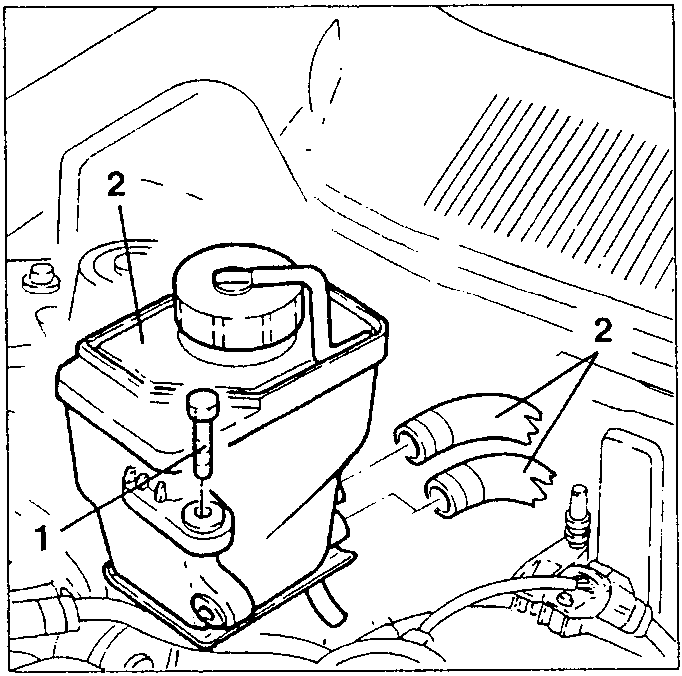 Power steering reservoir with delivery/return pipes