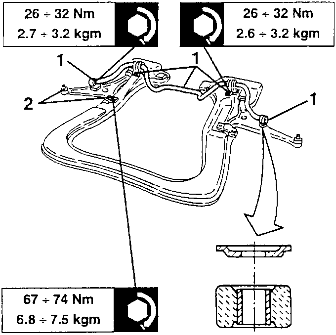 Stabilizer bar with U-bolts and washers
