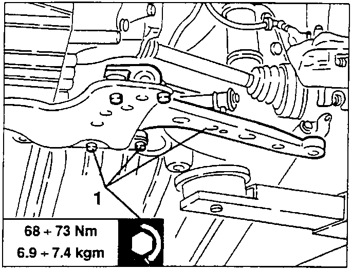 Wishbone removal diagram showing U-bolt screws and torque values