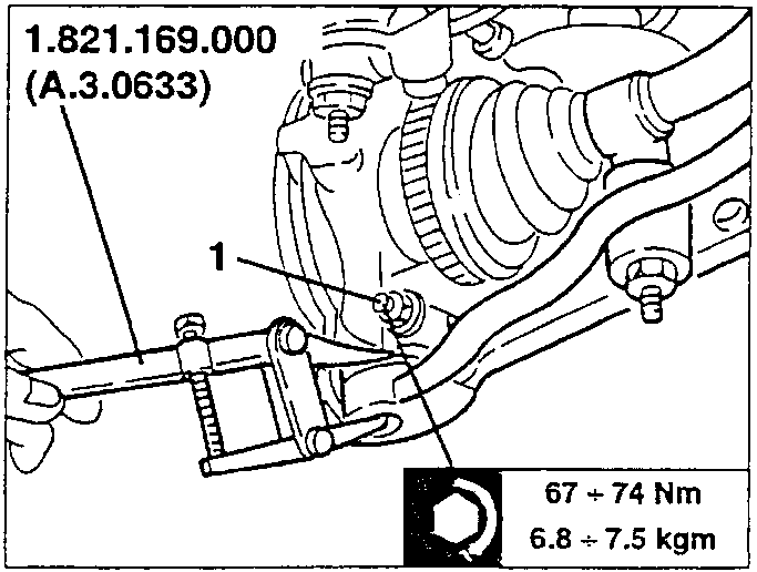Ball joint disconnection diagram with torque value