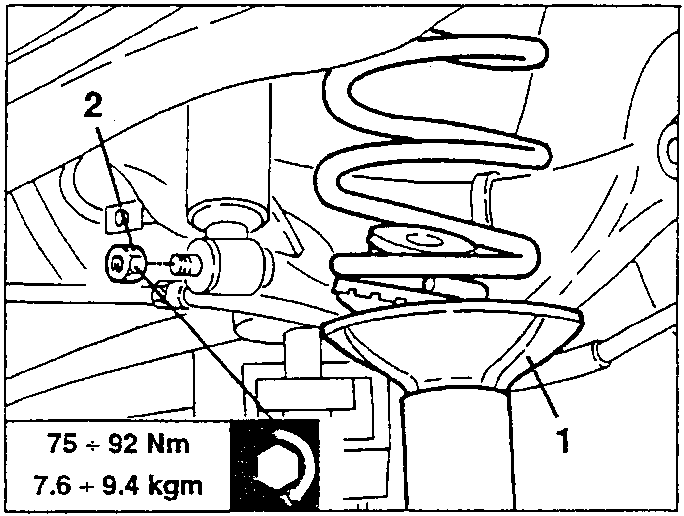 Shock absorber removal diagram with torque specification