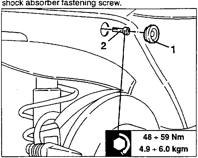 Upper shock absorber fastening screw with torque specification