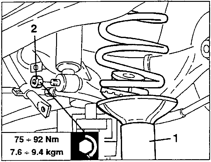 Shock absorber fastening bolt with torque specification