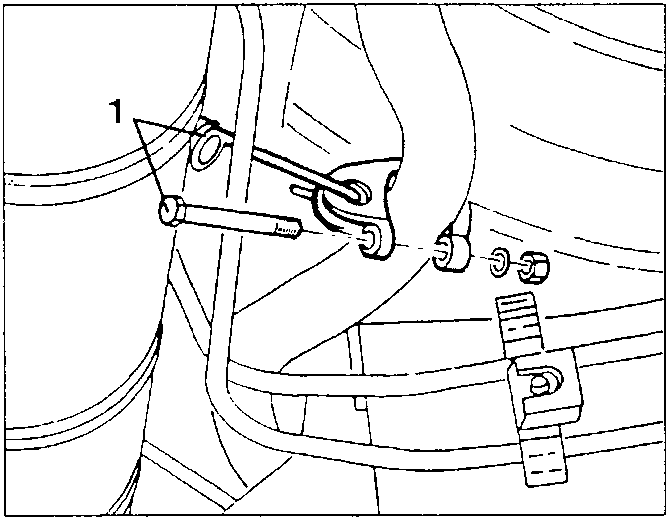 Stabiliser bar with bolt and spring disconnected