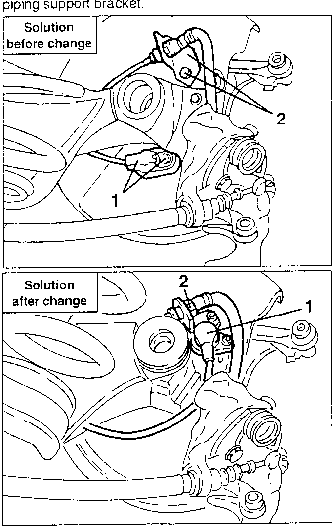 Longitudinal arm with solution before and after change