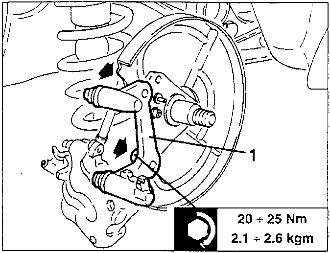 Brake caliper support removal diagram