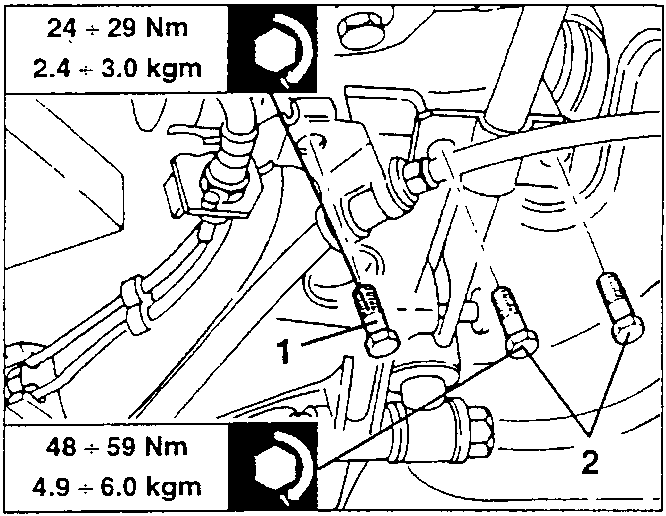 Handbrake cable support bracket removal diagram