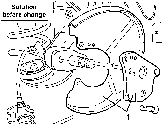 Brake disk guard and stiffener plate removal diagram