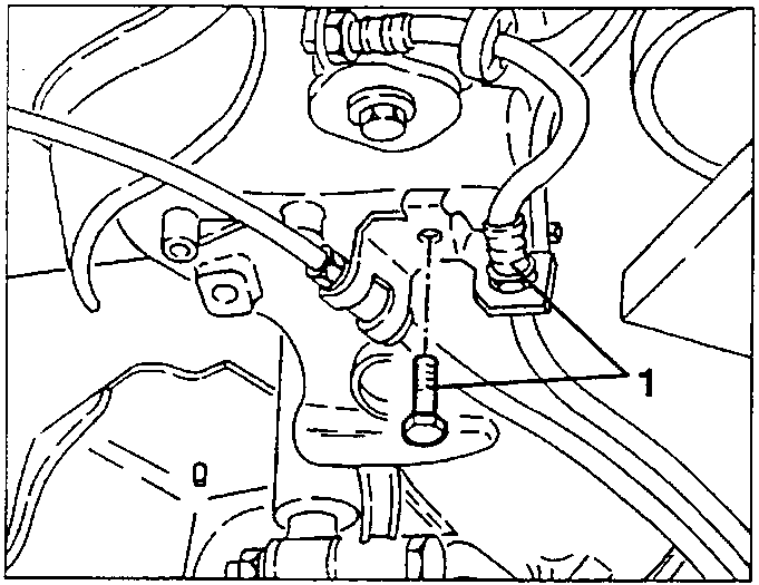 Diagram showing screws fastening the A.B.S. sensor and brake hose support bracket
