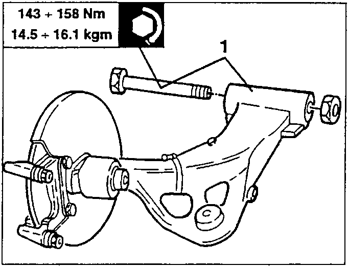 Diagram showing longitudinal arm with torque specification