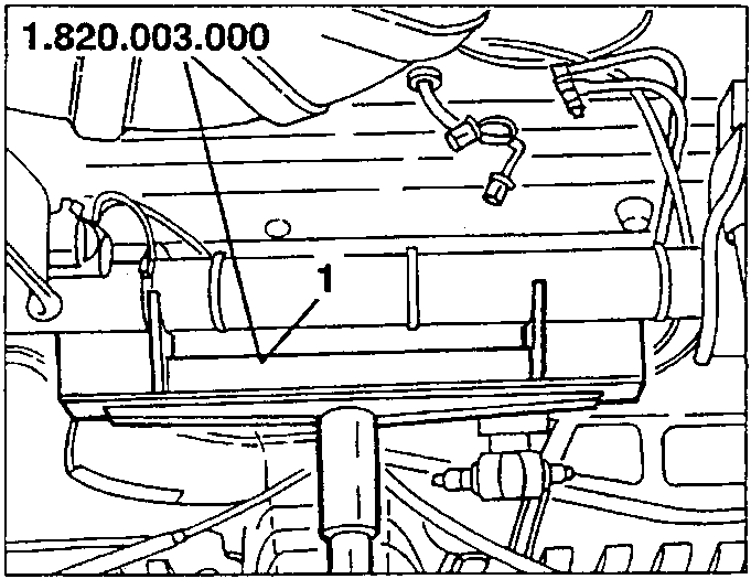 Diagram showing hydraulic jack under rear axle with tool number
