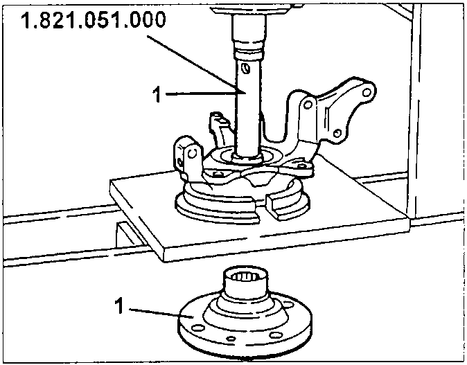 Diagram showing puller tool removing wheel hub
