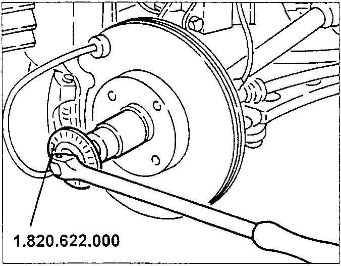 Illustration of using a chisel to caulk the nut collar