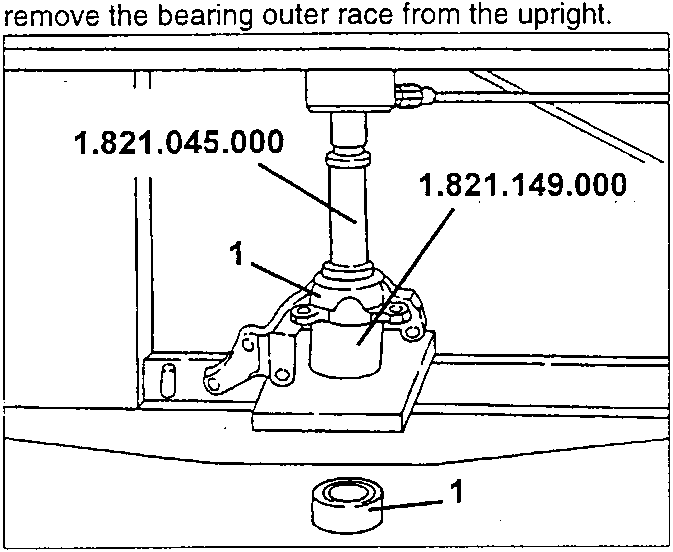 Diagram showing tools removing bearing outer race