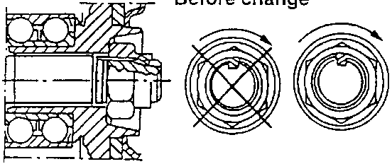 Before change diagram showing bearing inner race contact
