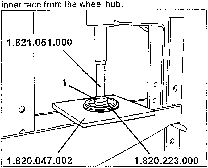 Diagram showing tools removing bearing inner race