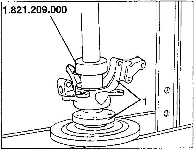 Inserting hub into wheel upright using tool 1.821.209.000