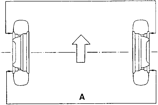 Diagram showing front wheel toe-in adjustment