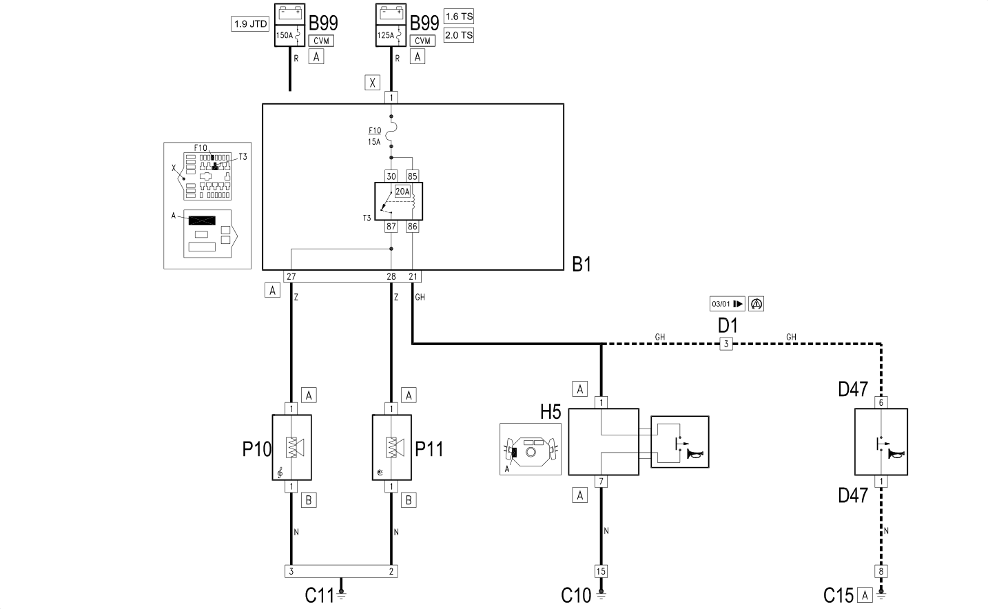HORNS - Wiring diagram