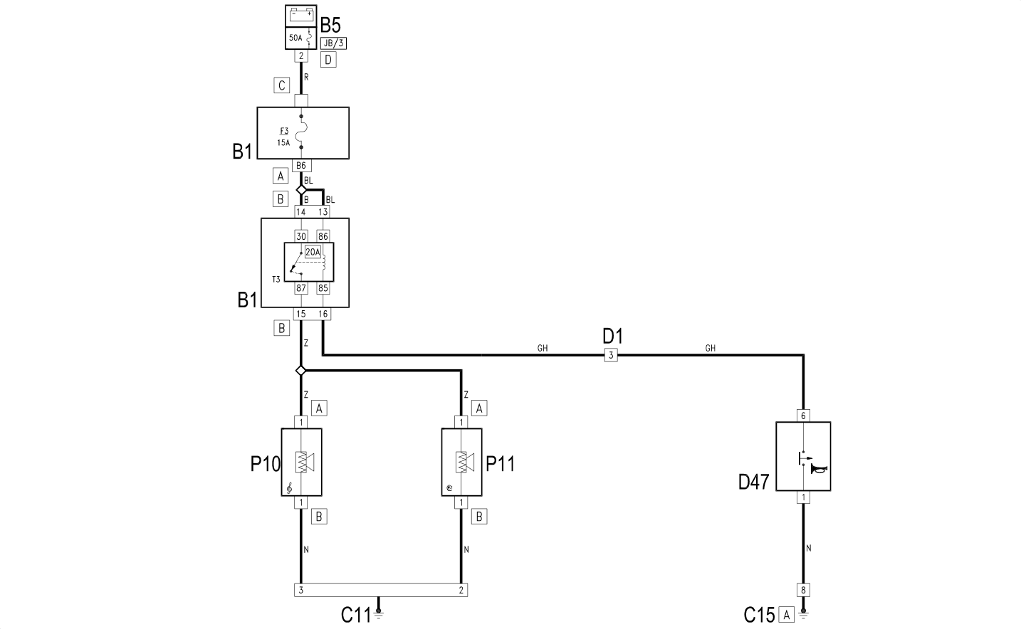 HORNS - Wiring diagram