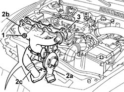 Variable geometry turbocharger exhaust manifold assembly sleeveleading to exhaust pipe r r