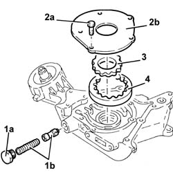 Engine oil pump, removed - check at bench