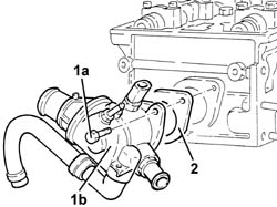 Thermostat - r + r with cylinder head removed