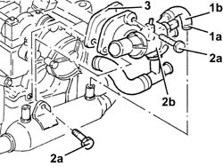 Thermostat unit - r + r with cylinder head removed