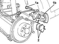 Rear brake pads - replace with wheels removed - including handbrake adjustment (if necessary)