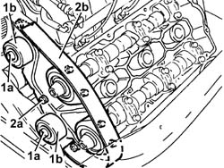 Front oil seals of l/h overhead camshaft - replace