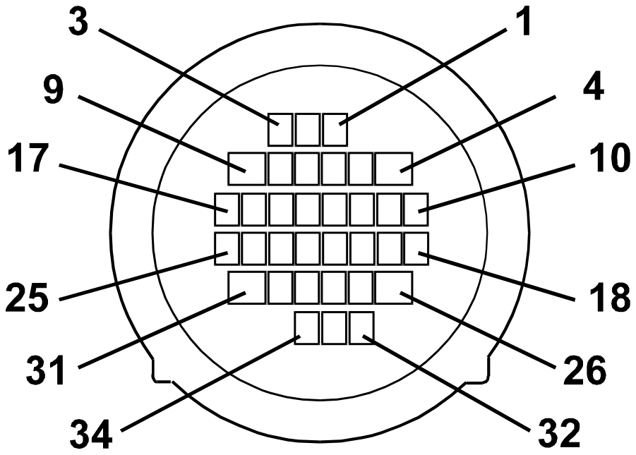 Connector D43, Dashboard/centre console coupling