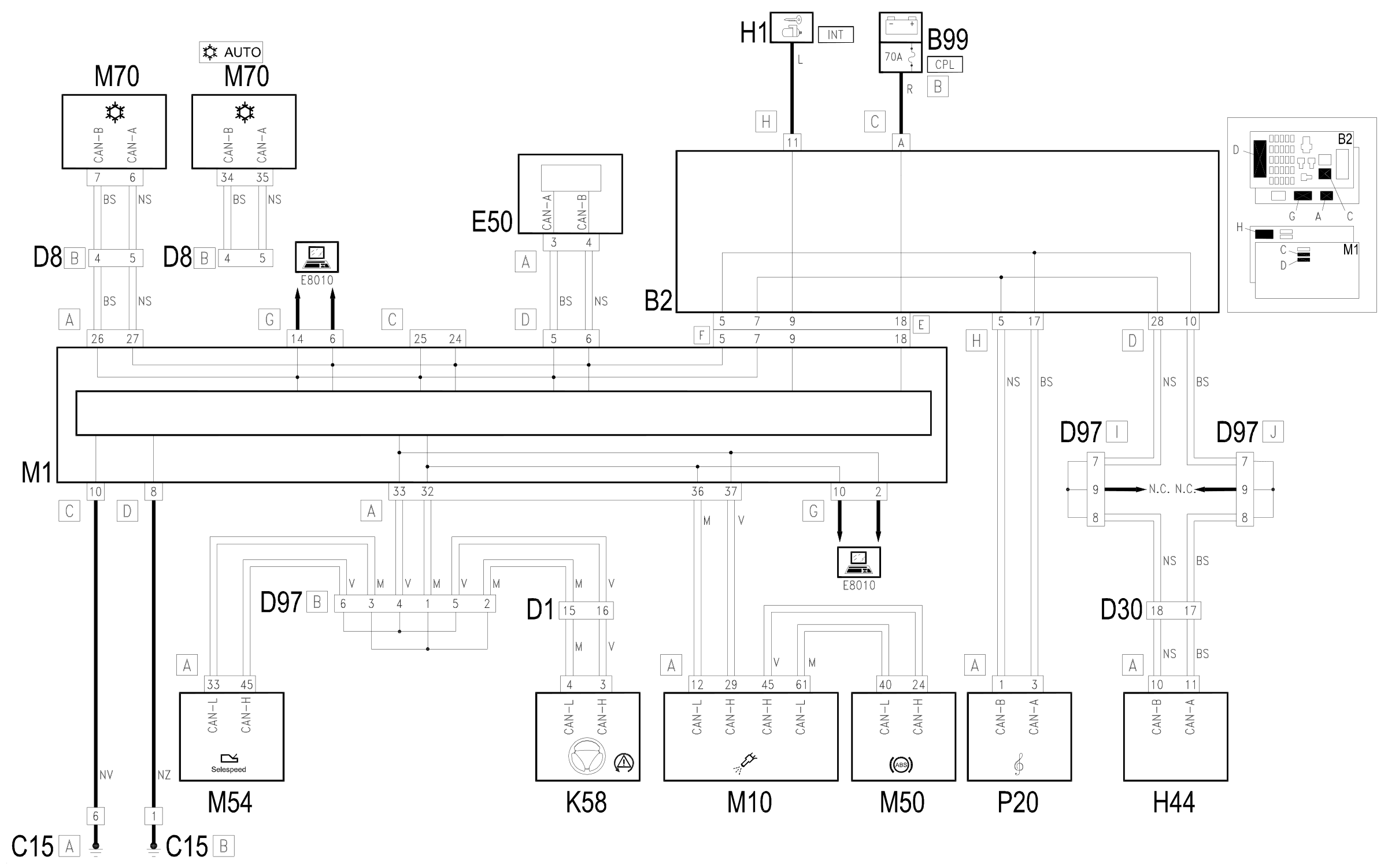 Wiring diagram E1050 CAN CONNECTION LINES
