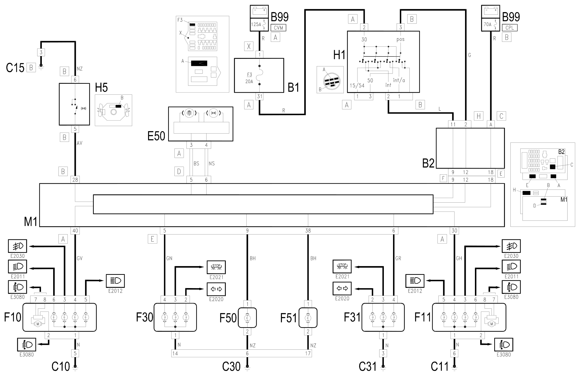 Wiring diagram E2010 SIDE LIGHTS / NUMBER PLATE