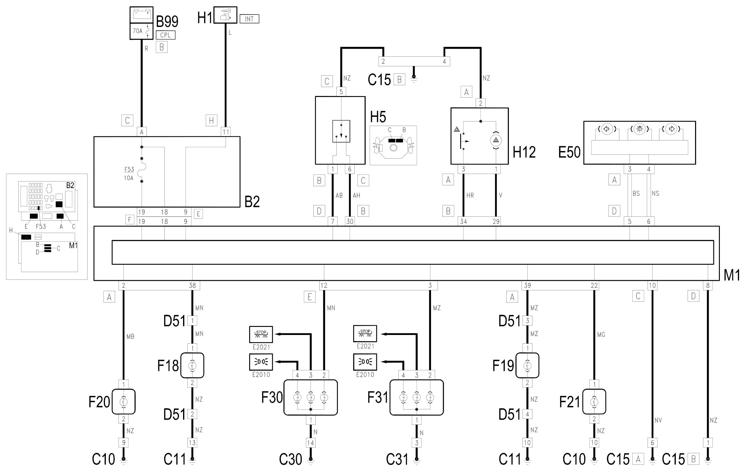 Wiring diagram E2020 TURN/ HAZARD LIGHTS