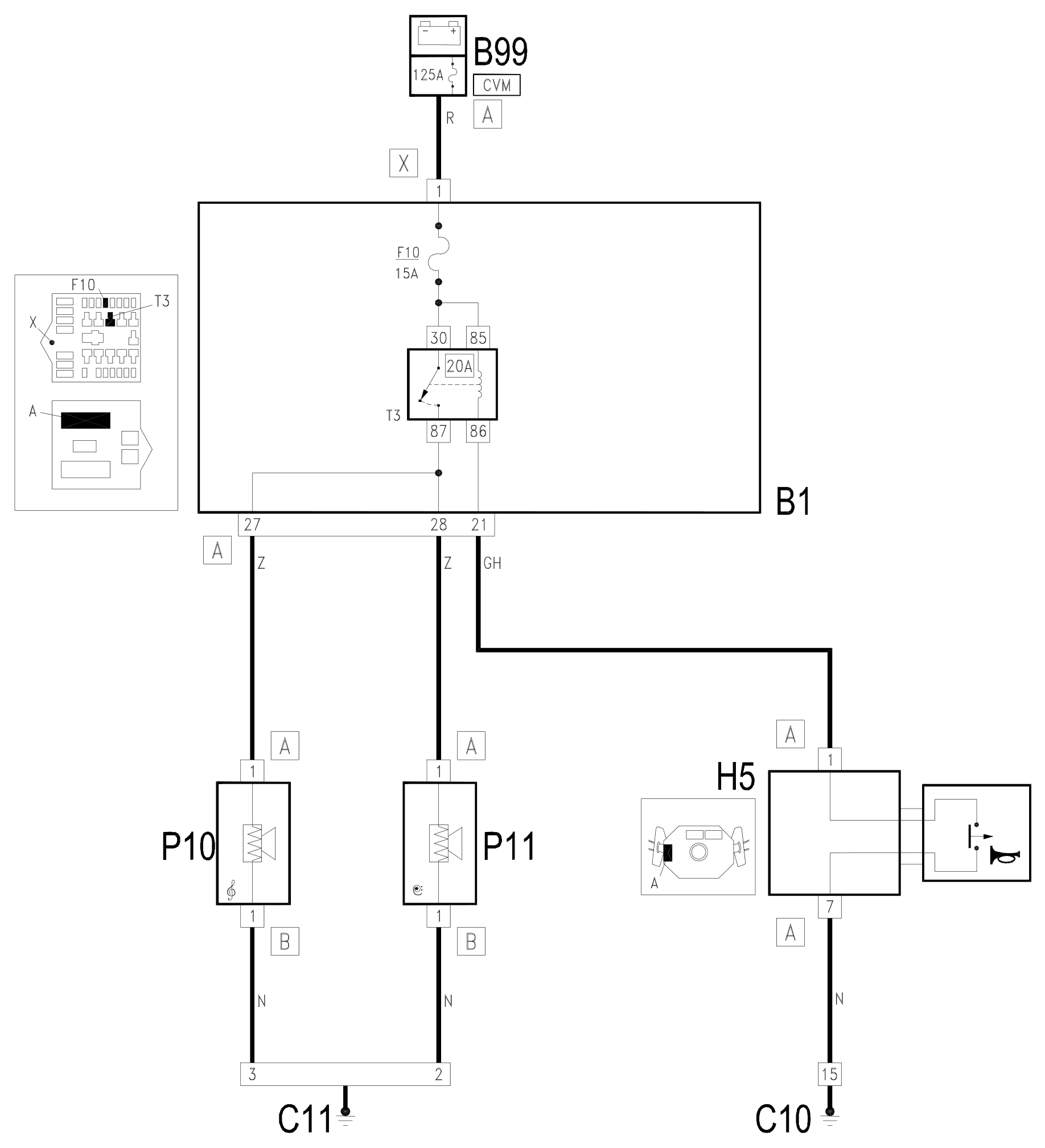 Wiring diagram E3010 HORNS