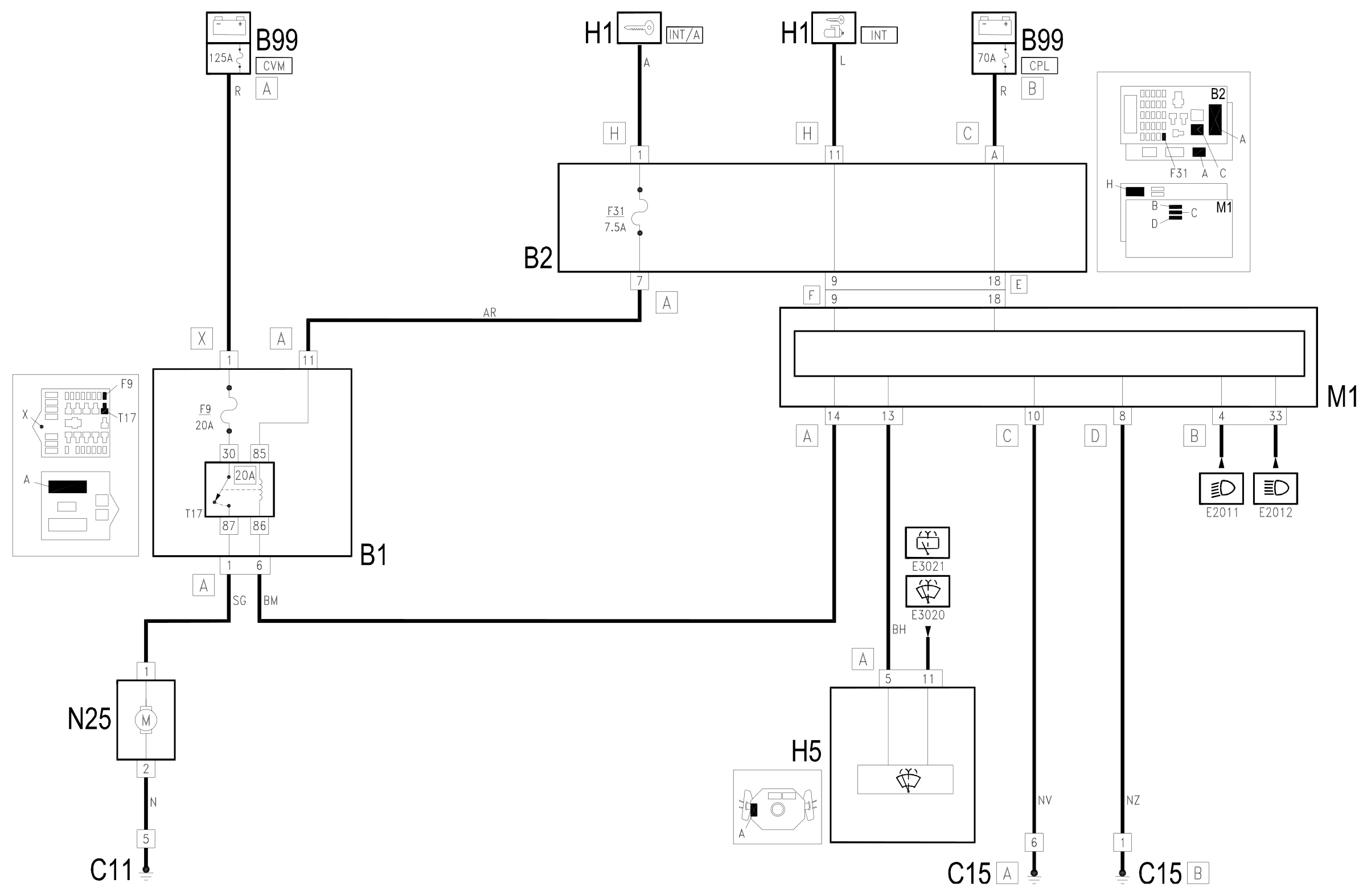 Wiring diagram E3022 HEADLAMP WASHERS