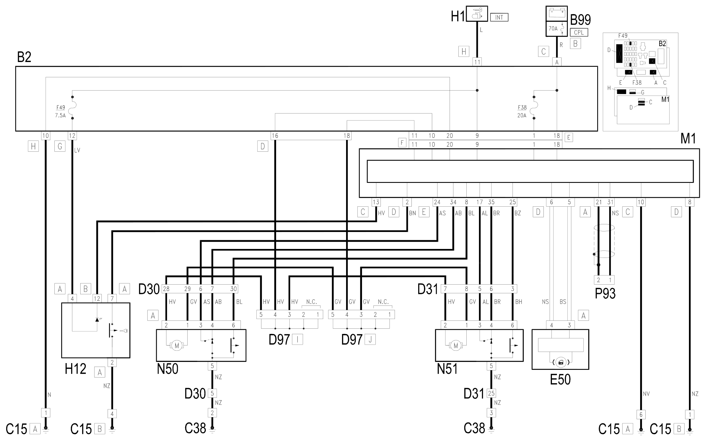 Wiring diagram E3040 DOOR LOCKING DEVICE