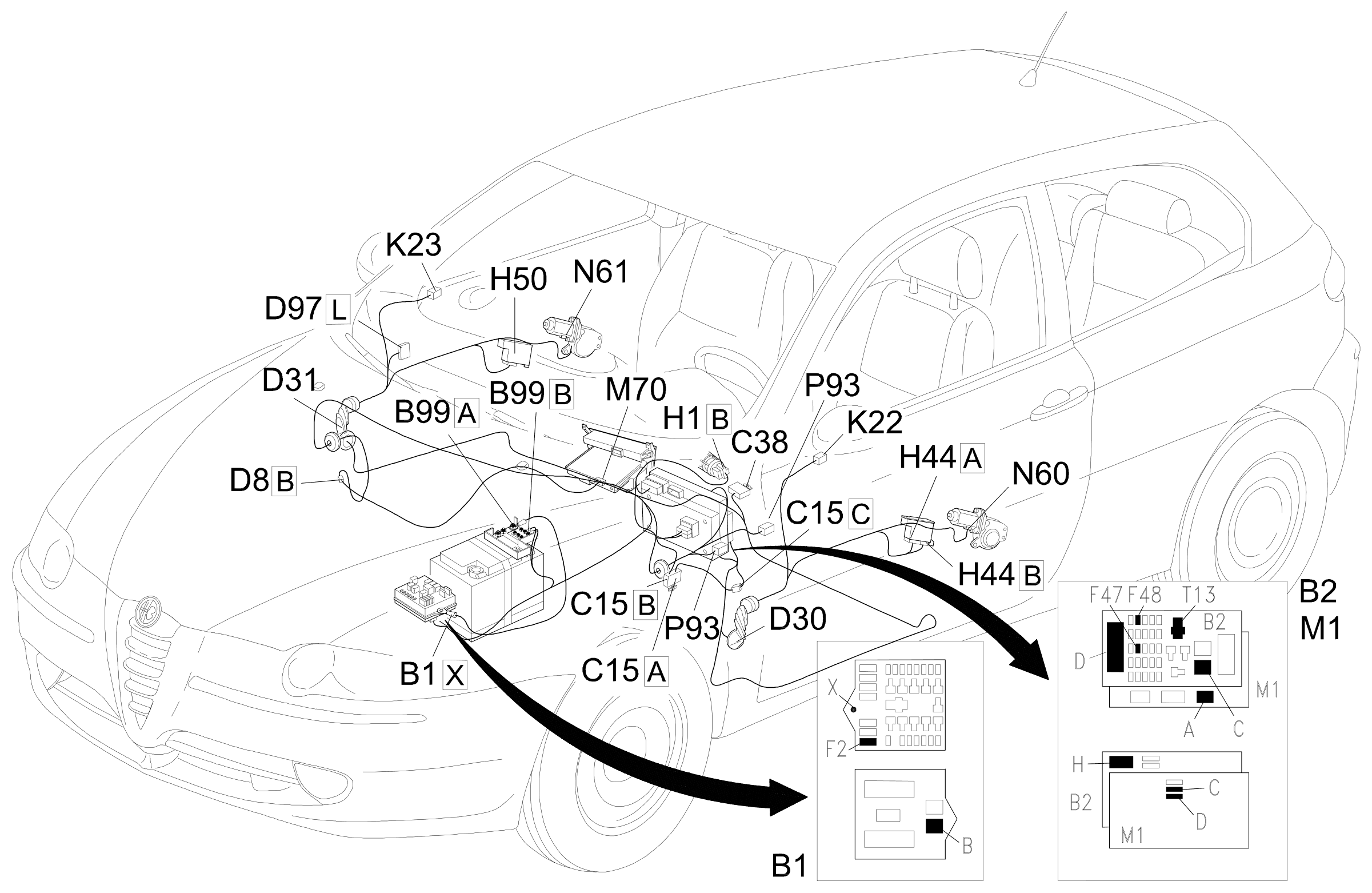 Location of components, E3050