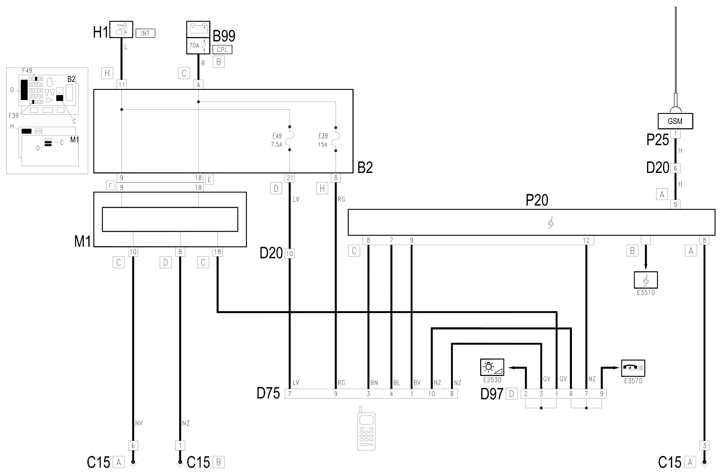 Wiring diagram E3580 MOBILE TELEPHONE ARRANGEMENT