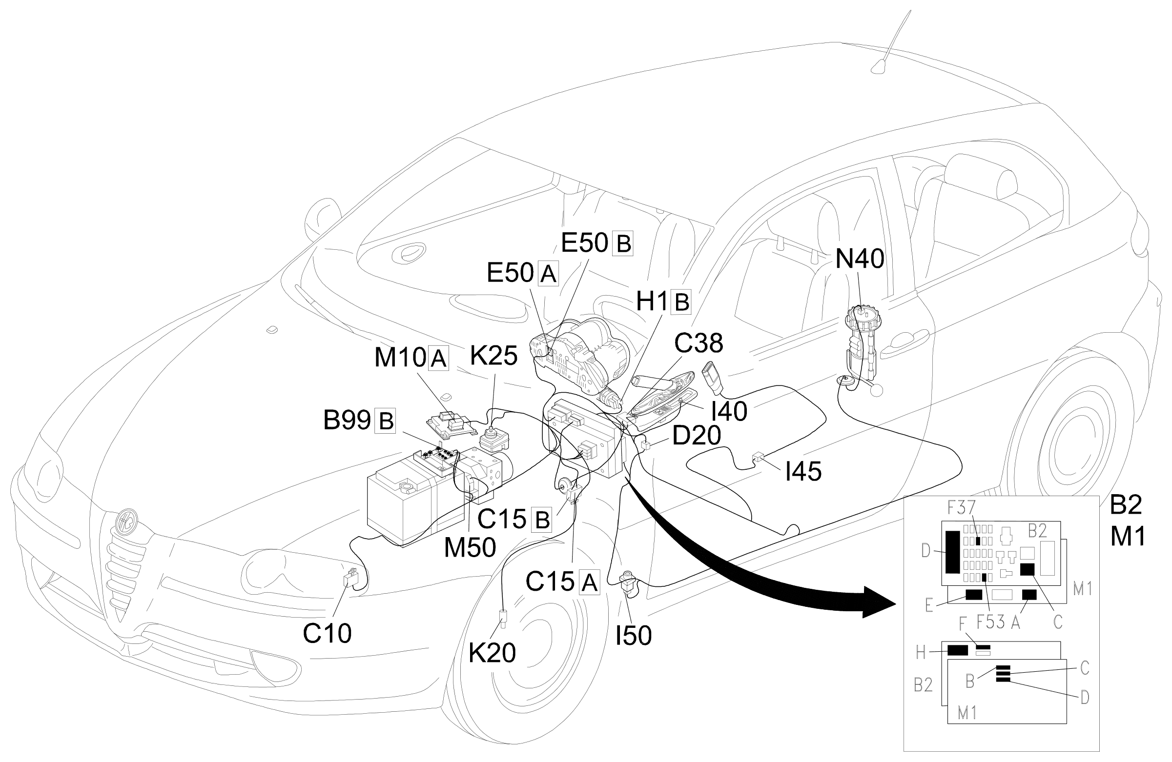 Location of components, E4010