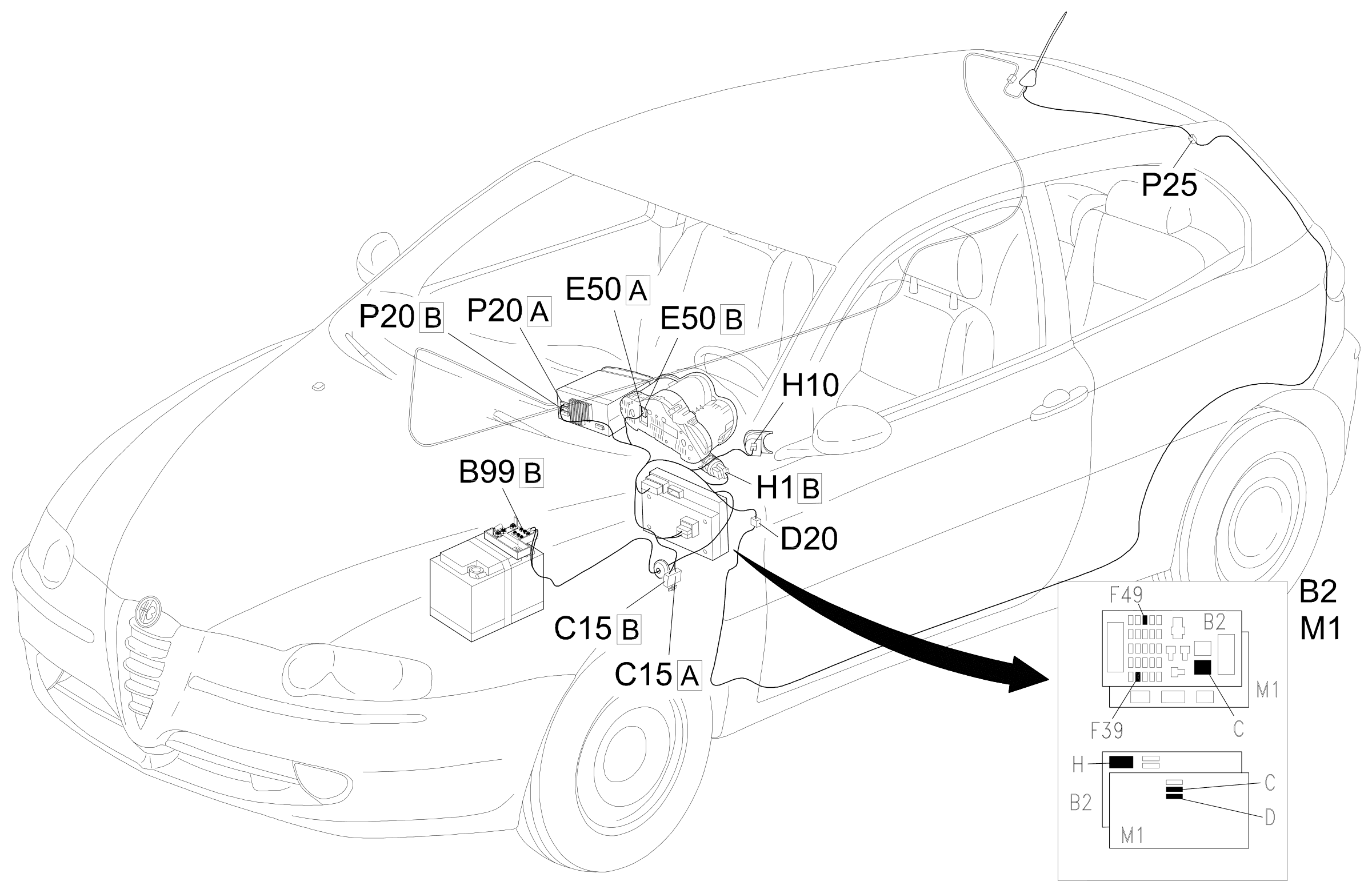 Location of components, E4090