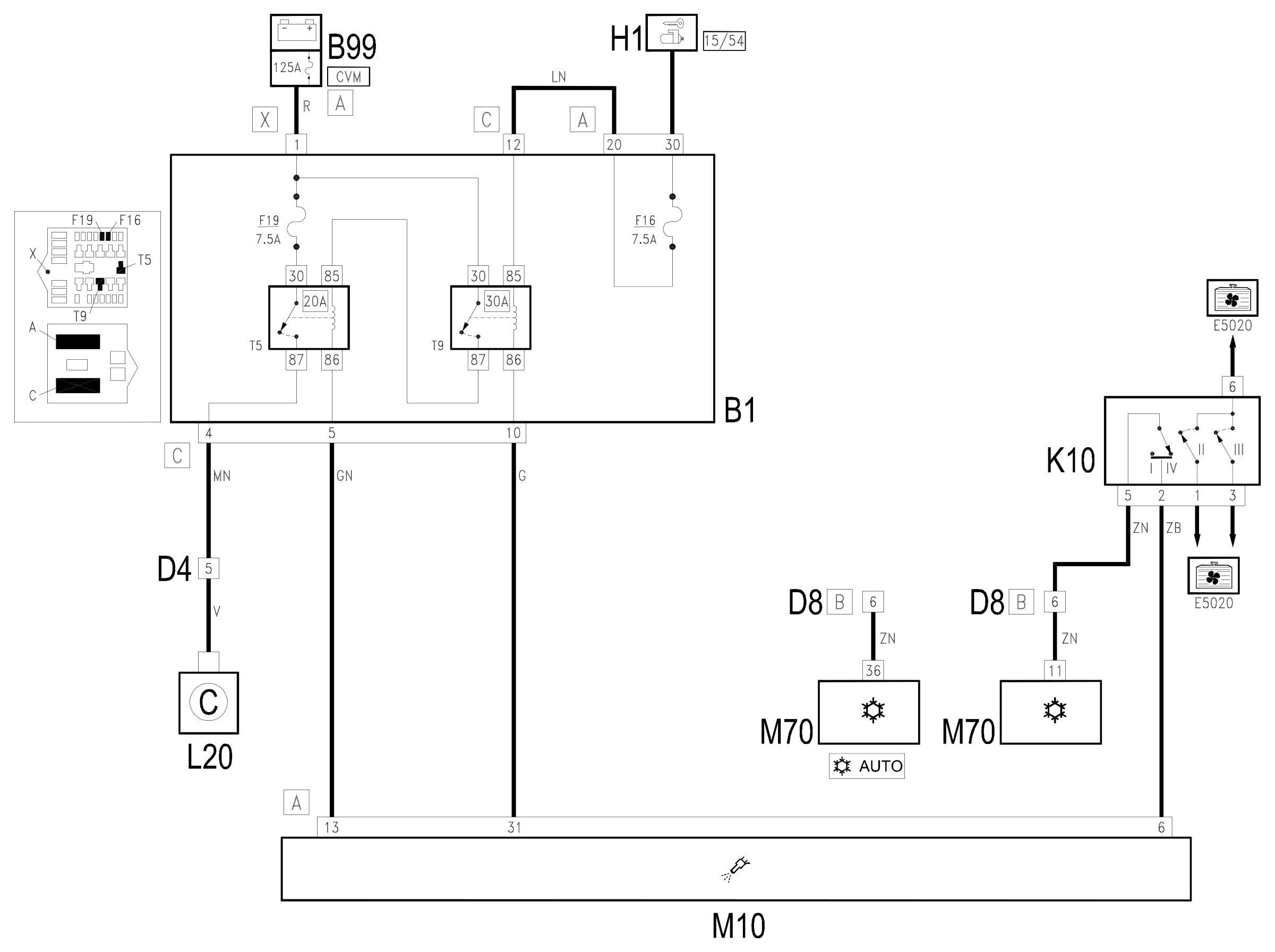 Wiring diagram E6021 COMPRESSOR ACTIVATION