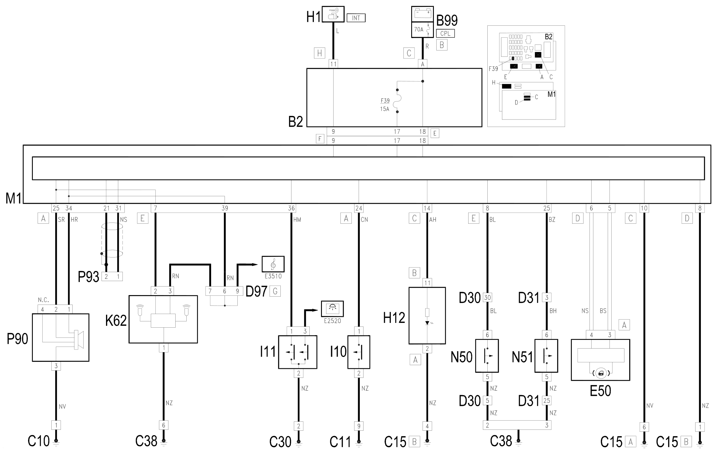 Wiring diagram E7015 ALARMS